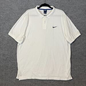 Nike Shirt Mens 2XL XXL White Polo Short Sleeve Stretch Sports Golf Swoosh
